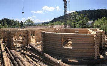 Case din lemn rotund