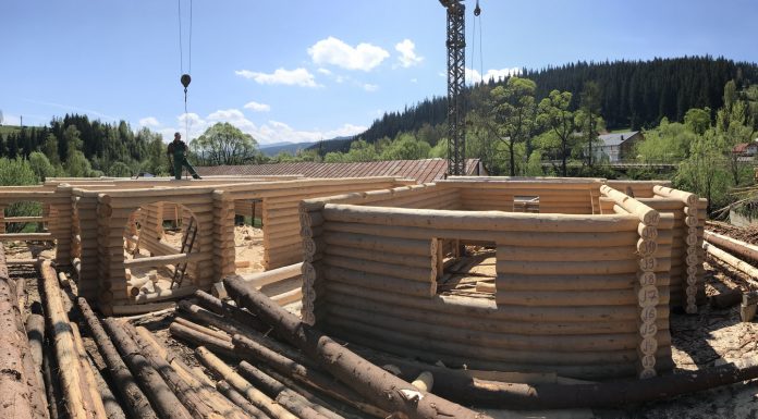 Case din lemn rotund